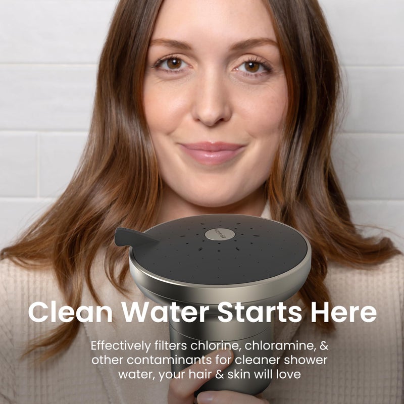 AQUA TRU AquaTru Shower - High Pressure Shower Filter Removes Impurities from Hard Water to Support Healthy Skin, Scalp, Hair, Reduce Breakage, and Enhance Your Beauty and Self-Care Routine (Brushed Nickel) - Image 5