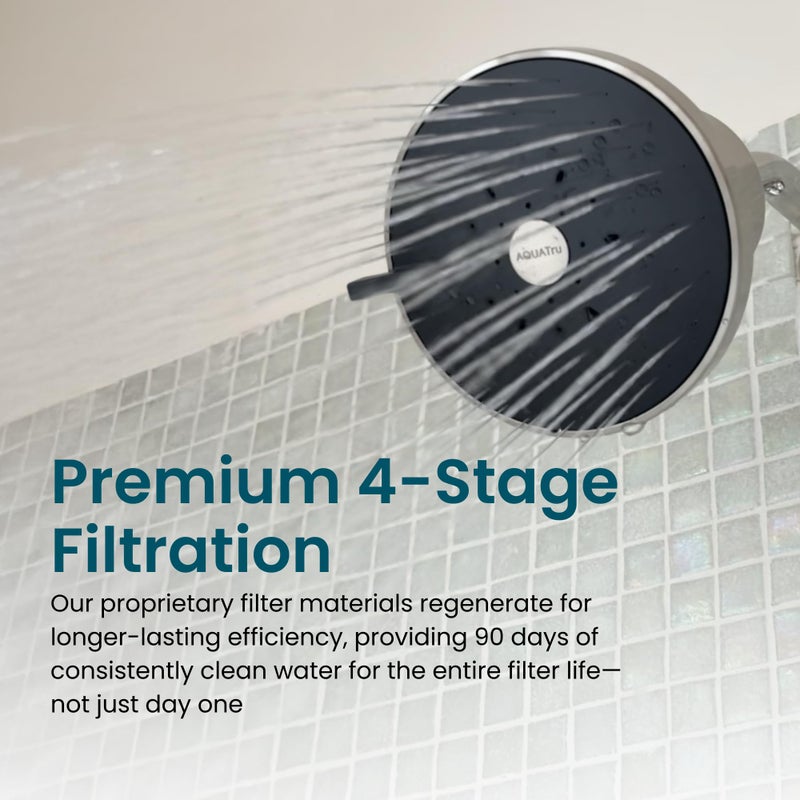 AQUA TRU AquaTru Shower - High Pressure Shower Filter Removes Impurities from Hard Water to Support Healthy Skin, Scalp, Hair, Reduce Breakage, and Enhance Your Beauty and Self-Care Routine (Brushed Nickel) - Image 2