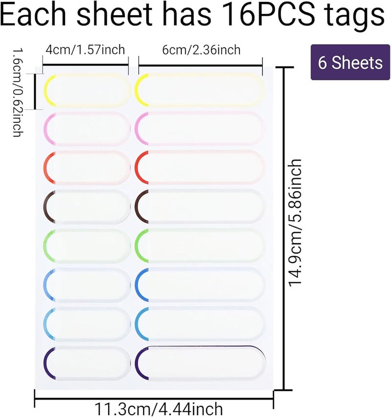 LINJIE 96Pcs Sticker Labels，Waterproof Name Labels, Suitable For Baby Bottle Labels, Water Bottles, Lunch Box, Pencil Case, Multicolour - Image 2