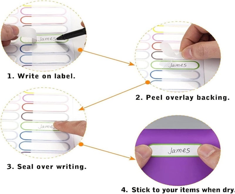 LINJIE 96Pcs Sticker Labels，Waterproof Name Labels, Suitable For Baby Bottle Labels, Water Bottles, Lunch Box, Pencil Case, Multicolour - Image 3