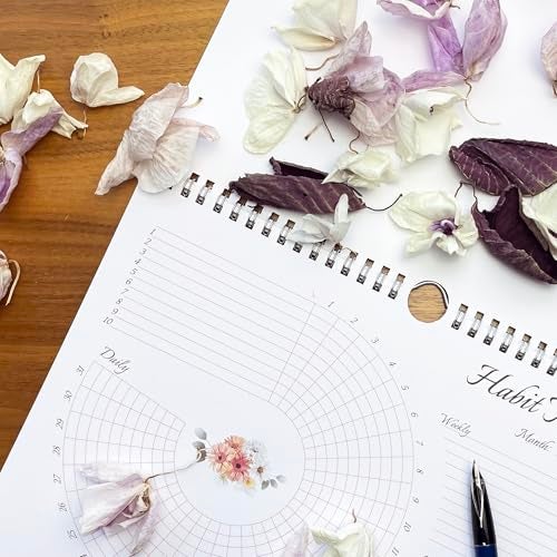 HADIGU Habit Tracker Calendar (Undated 12 Month) Floral Design, Spiral Bound and Hanger, A4 Size (8,3"x11.7") Quality Heavy Paper, Monthly Habit Tracker Journal and Goal Tracker. - Image 2
