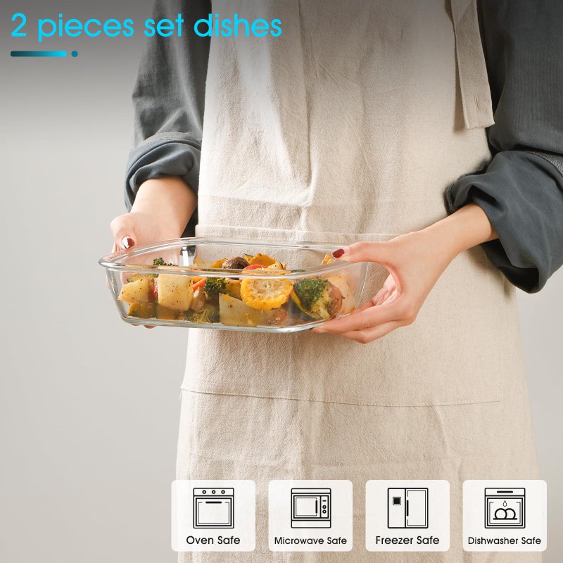 NUTRIUPS 1.3QT Rectangle Small Glass Baking Dish with Lid Set of 2, 2 Pack Glass Pan for Cooking, Small Baking Dish for Oven - Image 4