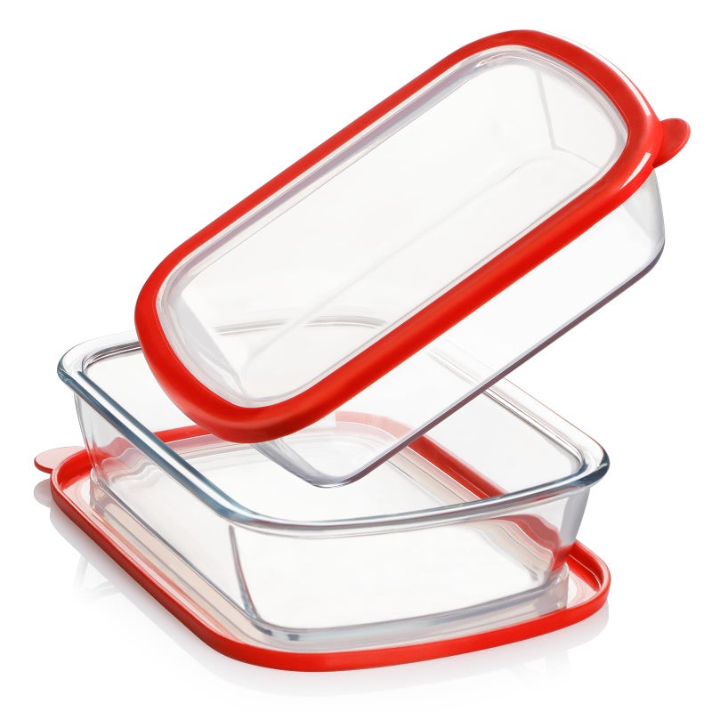 NUTRIUPS 1.3QT Rectangle Small Glass Baking Dish with Lid Set of 2, 2 Pack Glass Pan for Cooking, Small Baking Dish for Oven - Image 1
