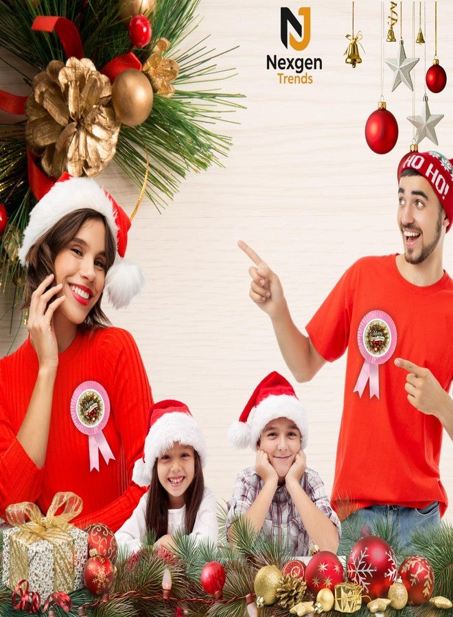 NEXGEN TRENDS شارة شريط ساتان أحادية الخط من NEXGEN TRENDS لعيد الميلاد مع شعار عيد ميلاد سعيد - شارة مميزة للمناسبات للأطفال والمدارس وحفلات المكاتب وبرامج الترانيم (عبوة من 10 قطع) (وردي فاتح) - Image 2