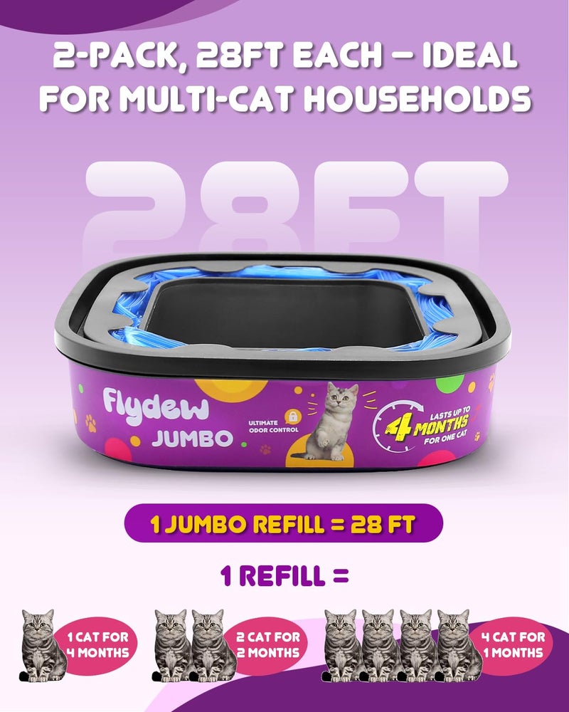 Flydew Cat Litter Refill Bags for Cat Genie Standard, Plus, XL+ Pail Refills, 2-Pack Jumbo Genie Refill Cartridge, Lasts Up to 8 Months, EVOH Odor Control,Pet Genie Refill - Image 2