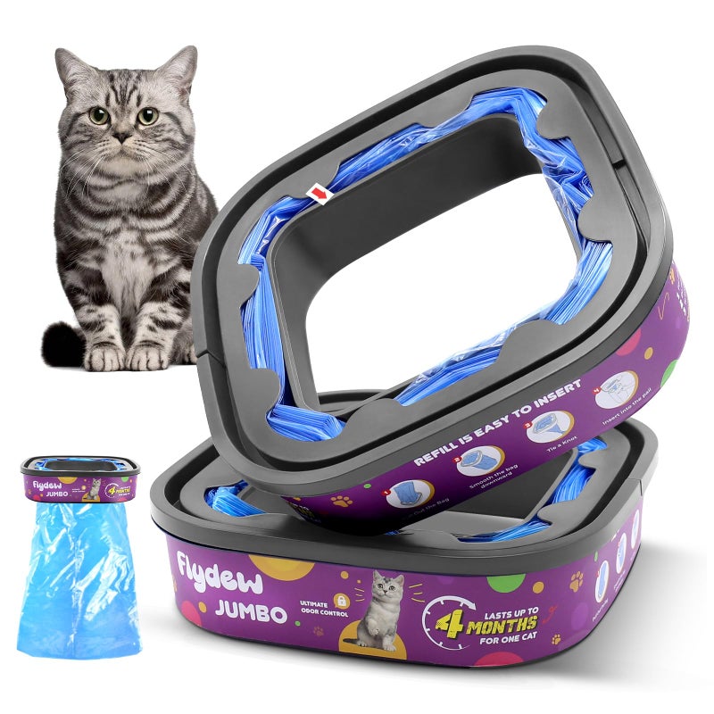 Flydew Cat Litter Refill Bags for Cat Genie Standard, Plus, XL+ Pail Refills, 2-Pack Jumbo Genie Refill Cartridge, Lasts Up to 8 Months, EVOH Odor Control,Pet Genie Refill - Image 1