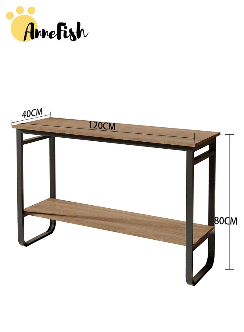 AnneFish 120*40*80cm Console Table 2 Tier Simple Sofa Table Home Coffee Corner Display Entryway Table for Couch Hallway Entrance Living Room  - Image 2