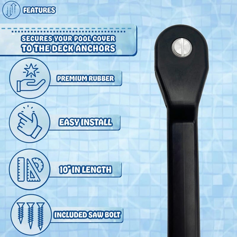 Poolzilla 10" Rubber Bungee Strap Tie 10 Pack for Anchor Hookless with Saw Bolt - Image 4