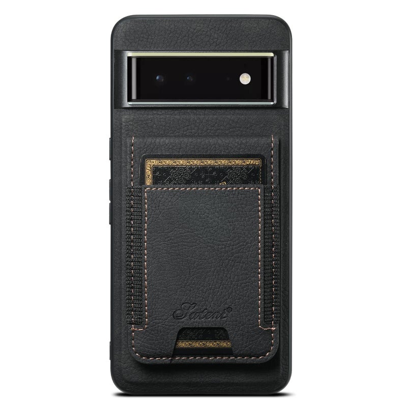 Suteni For Google Pixel 6 H17 Litchi Texture Leather Magnetic Detachable Wallet Phone Case(Black) - Image 1