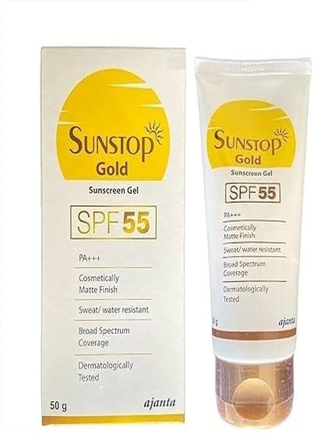 BREEMETIC Sunstop Gold Sunscreen Gel, SPF 55 PA+++ Sunscreen gel, Best Sun Protection, For all skin type (50g) - Image 1