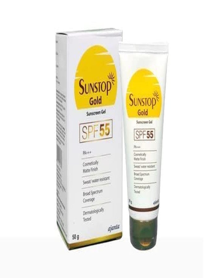 BREEMETIC Sunstop Gold Sunscreen Gel, SPF 55 PA+++ Sunscreen gel, Best Sun Protection, For all skin type (50g) - Image 3