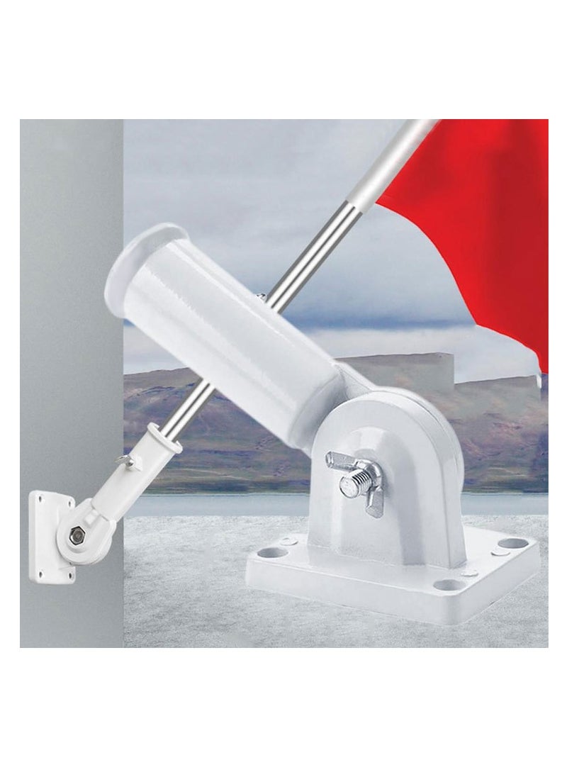 Generic - Heavy Duty Adjustable Flag Pole Bracket - Rust-Free Aluminum Alloy, 180° Multi-Position for Easy Angle Adjustment (White) - Image 1