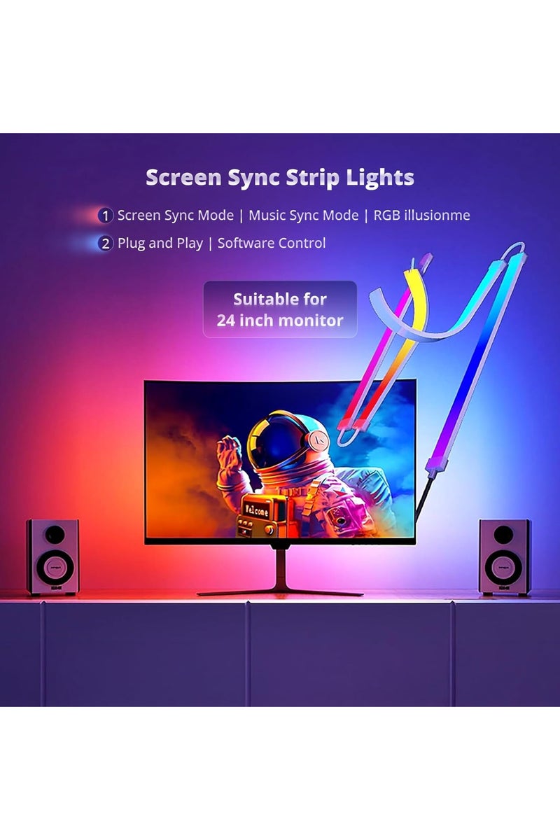 Starwell Gaming Monitor Led Backlights, LED Strip Light Sync with Screen Color & Music for Games Movies etc, Rgbic Computer Light Bar Behind Monitor, Supports Pc or Mac (24In) - Image 5