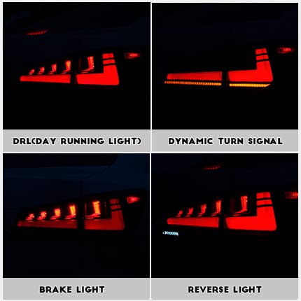 HCMOTIONZ HCmotion LED Tail lights Assembly for 2006-2013 Lexus Sedan IS250/IS350/ISF, Tail Lamp With Start UP Animation DRL light & Sequential Turn Signal, Tail Lights Replacement (V2 Smoked) - Image 2