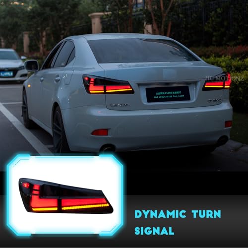 HCMOTIONZ HCmotion LED Tail lights Assembly for 2006-2013 Lexus Sedan IS250/IS350/ISF, Tail Lamp With Start UP Animation DRL light & Sequential Turn Signal, Tail Lights Replacement (V2 Smoked) - Image 5