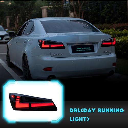 HCMOTIONZ HCmotion LED Tail lights Assembly for 2006-2013 Lexus Sedan IS250/IS350/ISF, Tail Lamp With Start UP Animation DRL light & Sequential Turn Signal, Tail Lights Replacement (V2 Smoked) - Image 4