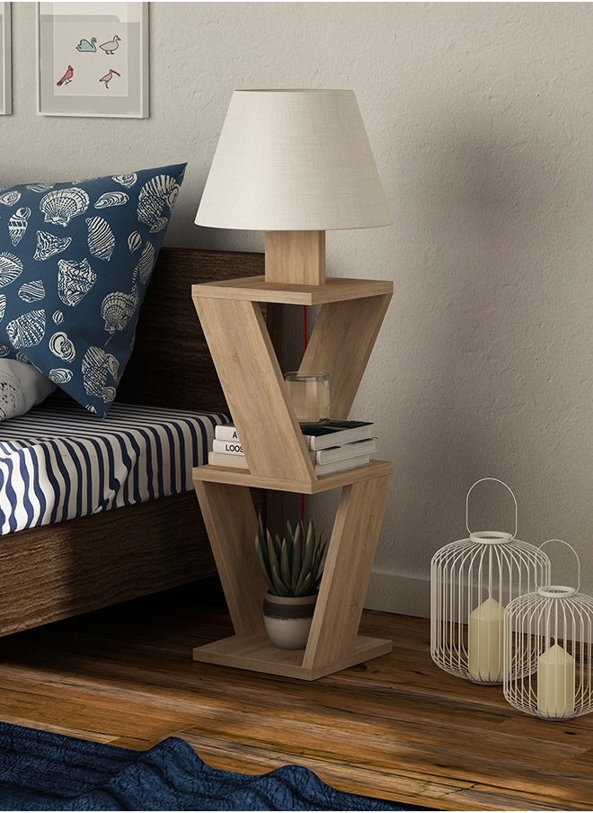 Mourah Home Kozena Side Floor Lamp - Oak/White  -2 Years Warranty  - Image 1