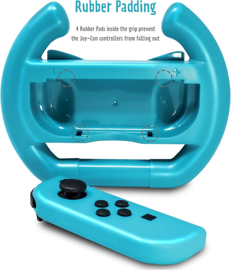 ADZ 2 x Switch Steering Wheel Compatible with Nintendo Switch JoyCon and Mario Kart Switch (Red/Blue) - Image 4
