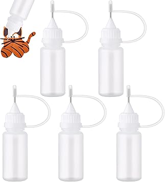TYVOM Precision Tip Applicator Bottles 5Piece Set With Nozzles Ideal for Hair Oil Glue Shaker DIY Crafts - Image 1