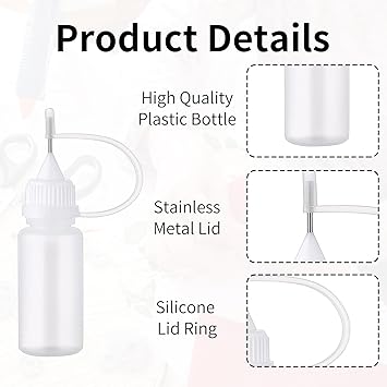 TYVOM Precision Tip Applicator Bottles 5Piece Set With Nozzles Ideal for Hair Oil Glue Shaker DIY Crafts - Image 3