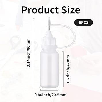 TYVOM Precision Tip Applicator Bottles 5Piece Set With Nozzles Ideal for Hair Oil Glue Shaker DIY Crafts - Image 2