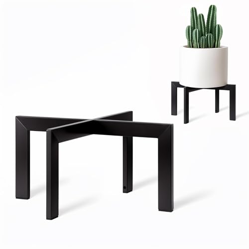 IZIDDO Plant Stand Indoor OutdoorMetal MidCentury Pot StandModern Plant Holder Rattan Flower Plant StoolLow Short Plant Stands for Indoor Fit 512 Inch PotBlackPot Plant Not Included - Image 1