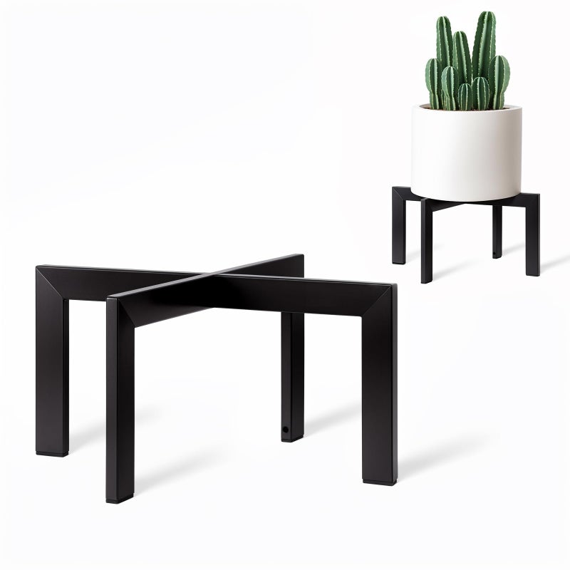 IZIDDO Plant Stand Indoor OutdoorMetal MidCentury Pot StandModern Plant Holder Rattan Flower Plant StoolLow Short Plant Stands for Indoor Fit 512 Inch PotBlackPot Plant Not Included - Image 2