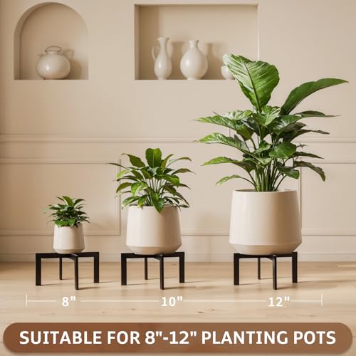 IZIDDO Plant Stand Indoor OutdoorMetal MidCentury Pot StandModern Plant Holder Rattan Flower Plant StoolLow Short Plant Stands for Indoor Fit 512 Inch PotBlackPot Plant Not Included - Image 3