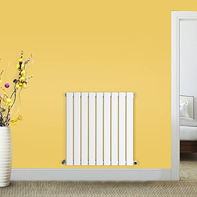 600X612MM HORIZONTAL FLAT PANEL DESIGNER BATHROOM CENTRAL HEATING RADIATOR GLOSS WHITE SINGLE COLUMN - PERFECT FOR BATHROOM, BEDROOM, KITCHEN, HALLWAY, LIVING ROOM - Image 3