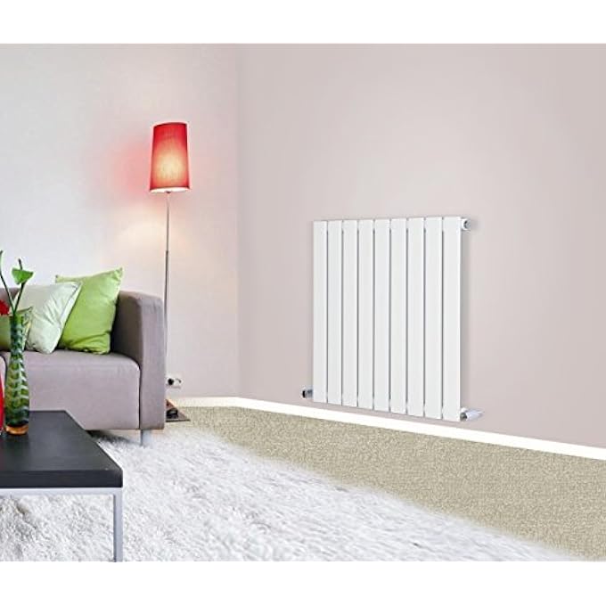 600X612MM HORIZONTAL FLAT PANEL DESIGNER BATHROOM CENTRAL HEATING RADIATOR GLOSS WHITE SINGLE COLUMN - PERFECT FOR BATHROOM, BEDROOM, KITCHEN, HALLWAY, LIVING ROOM - Image 2