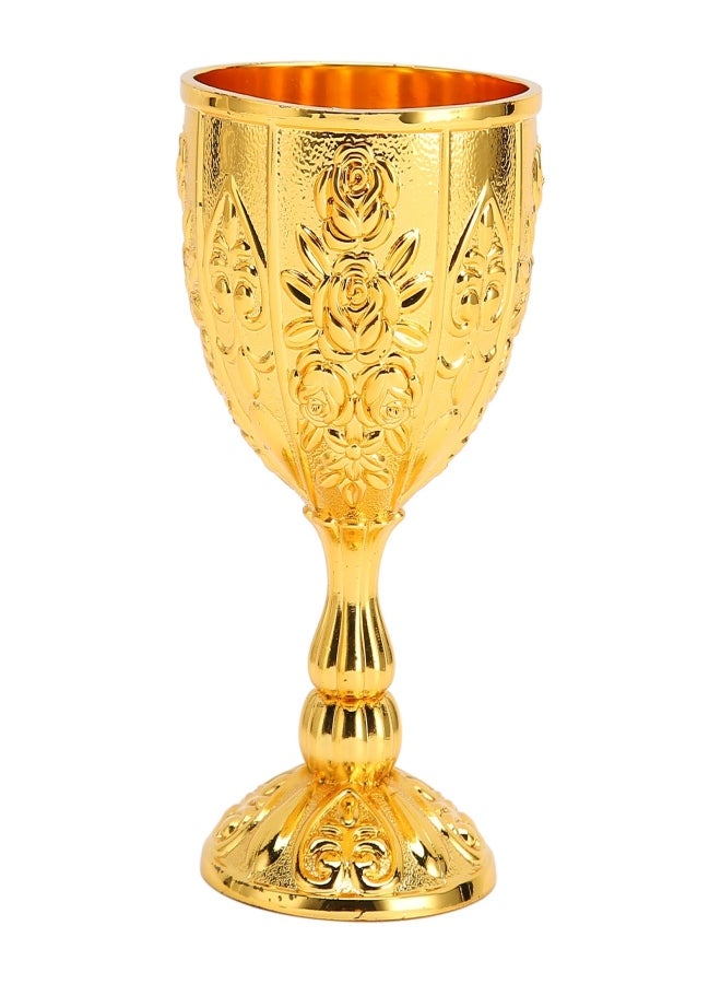 كأس نبيذ معدني منقوش بنمط زهور عتيق، بتفاصيل رائعة، كأس نبيذ معدني لتزيين المنزل، هدية ذهبية - Image 1