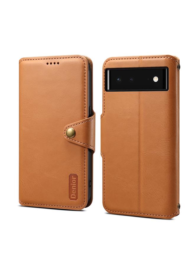 The Bros Case For Google Pixel 6 Cowhide Texture Wallet Style Leather Phone Case