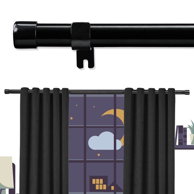 LONG BLACK CURTAIN ROD FOR LIVING ROOM WINDOWS 28 TO 144 INCH 1 HEAVY DUTY DRAPERY RODS WITH ADJUSTABLE BRACKETS BEDROOM EASY INSTAL SIMPLE BLACKOUT OUTDOOR CURTAIN RODS FOR PATIO