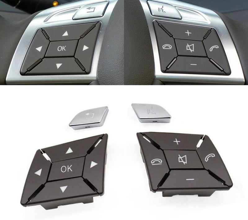 Goodithy Moka Steering Wheel Button Covers, Interior Steering Wheel Control Button Trim Replacement for Mercedes Benz A B C E GLA GLK Class W204 X204 W212 W218 W156 W176 W117 W172 W246 (Model B Moka) - Image 1