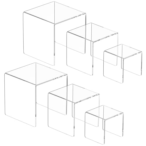 NIUBEE 2Set Acrylic Risers Display for Funko POP Figures,Clear Cake Stands for Candy Dessert Table Decorations-5"x6"x7" - Image 1