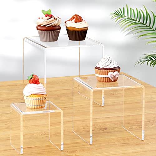 NIUBEE 2Set Acrylic Risers Display for Funko POP Figures,Clear Cake Stands for Candy Dessert Table Decorations-5"x6"x7" - Image 4