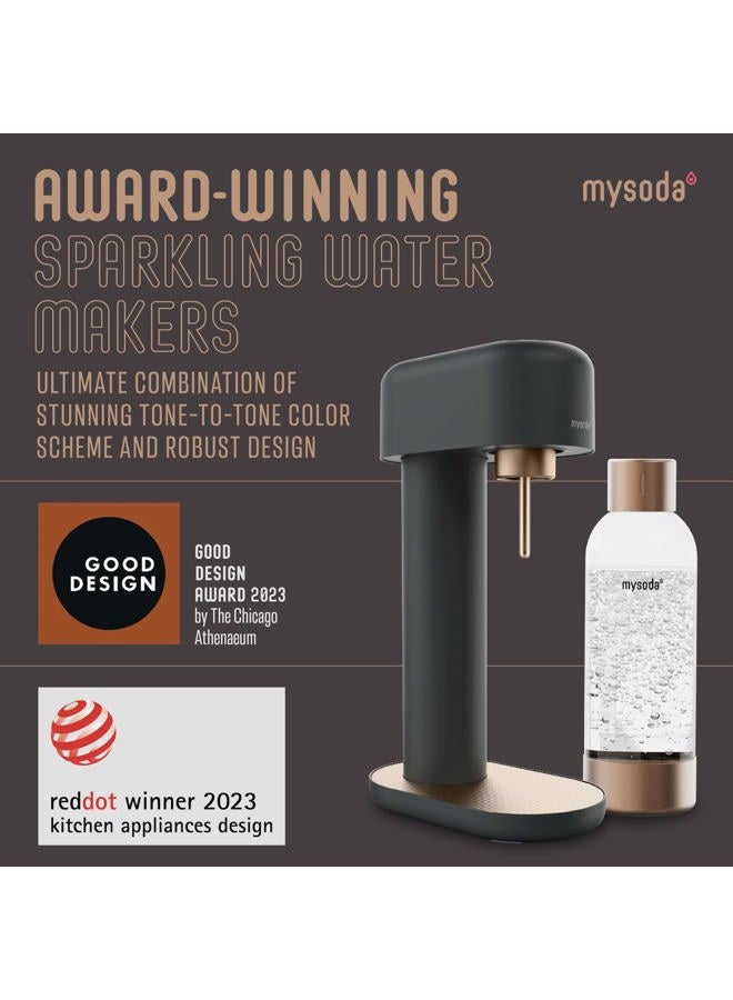 Mysoda Ruby 2 Sparkling Water Maker - Silent Carbonated Water Machine Made of Robust Long-Lasting Aluminium & 1L Water Bottle - Without CO2 Cylinder - Colour Black Copper - Image 2