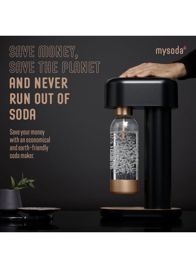 Mysoda Ruby 2 Sparkling Water Maker - Silent Carbonated Water Machine Made of Robust Long-Lasting Aluminium & 1L Water Bottle - Without CO2 Cylinder - Colour Black Copper - Image 3