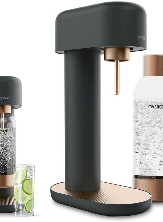 Mysoda Ruby 2 Sparkling Water Maker - Silent Carbonated Water Machine Made of Robust Long-Lasting Aluminium & 1L Water Bottle - Without CO2 Cylinder - Colour Black Copper - Image 1