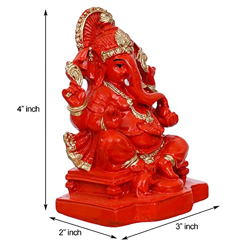 Webelkart Polyresin Ganesha Statue for Car Dashboard Ganesha Murti Ganpati Idol Figurine for Home Temple| Ganesha Idol for Car Dashboard -Ganesha Idol for Home Decor Entrance (4 inches,Orange) - Image 4