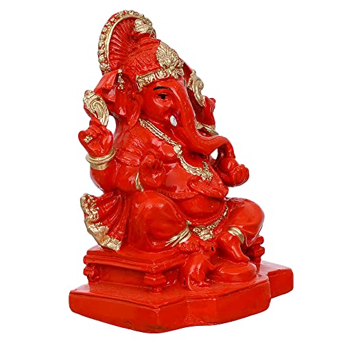 Webelkart Polyresin Ganesha Statue for Car Dashboard Ganesha Murti Ganpati Idol Figurine for Home Temple| Ganesha Idol for Car Dashboard -Ganesha Idol for Home Decor Entrance (4 inches,Orange) - Image 3