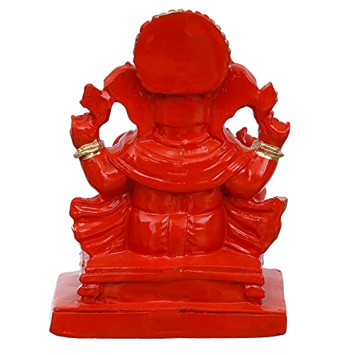 Webelkart Polyresin Ganesha Statue for Car Dashboard Ganesha Murti Ganpati Idol Figurine for Home Temple| Ganesha Idol for Car Dashboard -Ganesha Idol for Home Decor Entrance (4 inches,Orange) - Image 5