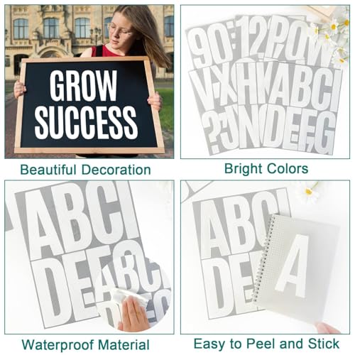 AXZTYYLA 283 PCS 28 Sheets Large Letter Stickers 5 Inch Vinyl Alphabet Numbers Letter Stickers Self Adhesive Bulletin Board Letters for Poster Bulletin Boards Mailbox Crafts Classroom Home Decor (White) - Image 3