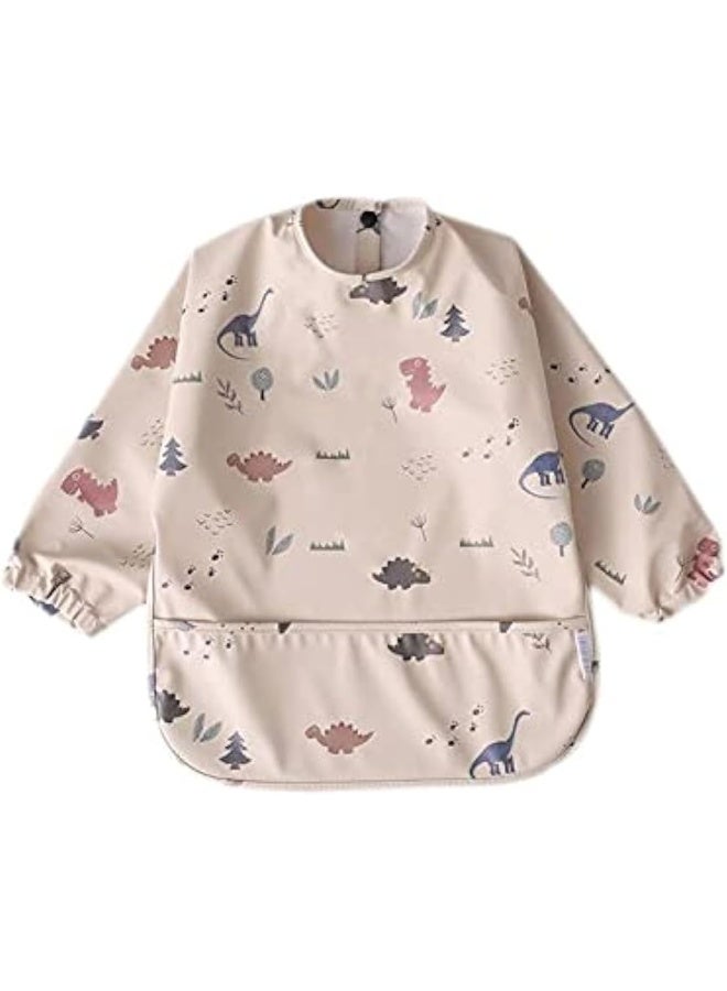GZMM Waterproof Baby Bibs,Infant Toddler Long Sleeve Feeding Bib With Food Catcher,Easy Clean & Washable - Image 1