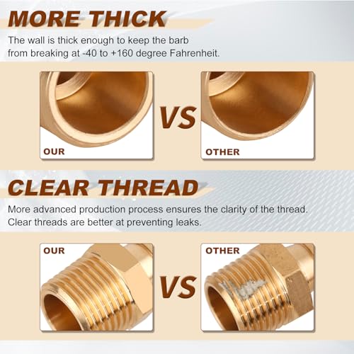 Boeray 5pcs Brass Hose Barb Fittings 5/16 Inch Barb to 1/4 Inch NPT Male Thread Air Hose Fittings Adapter Connector Water Fuel Air Line Fittings 5/16” × 1/4” NPT Brass Fittings - Image 4