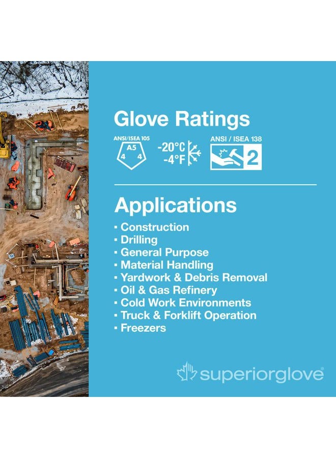 Superior Glove Goatskin Leather Winter Insulated Work Gloves - Anti-Impact Backing Hand Cut Protection - Endura Safety Gloves Oil and Water Resistant 378KGTVB (1 Pair) Size Medium - Image 4