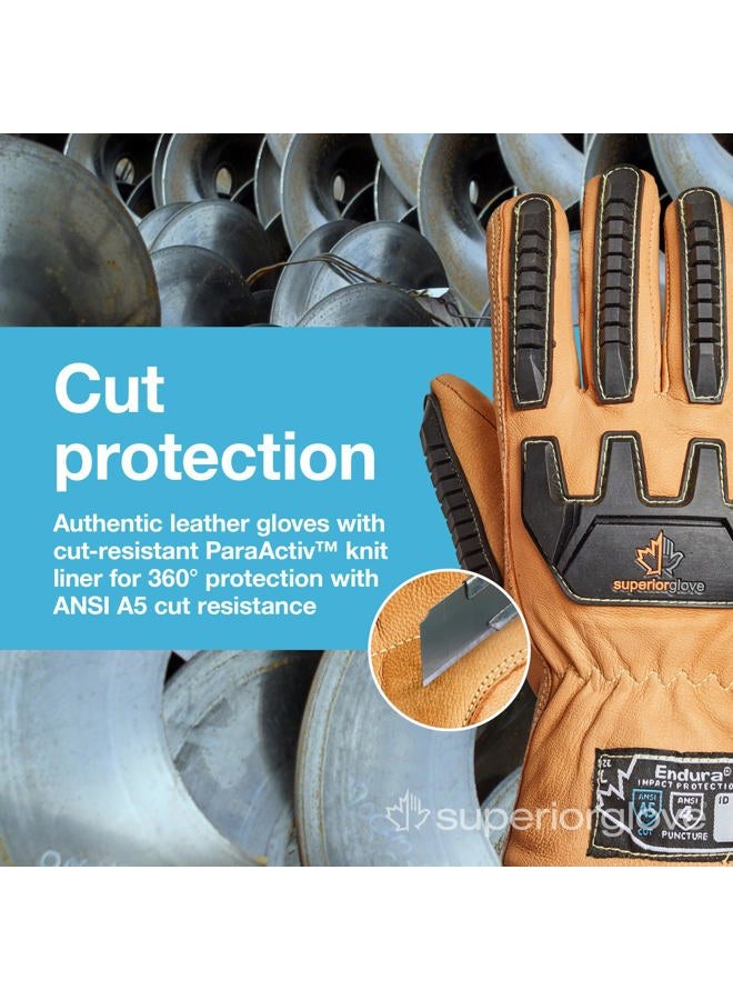 Superior Glove Goatskin Leather Winter Insulated Work Gloves - Anti-Impact Backing Hand Cut Protection - Endura Safety Gloves Oil and Water Resistant 378KGTVB (1 Pair) Size Medium - Image 2