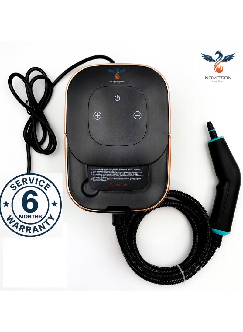 Novitson Compact Steam Cleaner, NSC-4831B, Handheld High Pressure Steamer with 8 Brush Heads for Home, Kitchen, Bathroom, Furniture & Car Detailing, Multi-Surface Cleaning, Black - Image 5