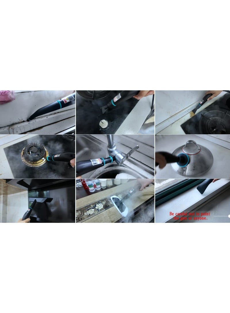 Novitson Compact Steam Cleaner, NSC-4831B, Handheld High Pressure Steamer with 8 Brush Heads for Home, Kitchen, Bathroom, Furniture & Car Detailing, Multi-Surface Cleaning, Black - Image 3