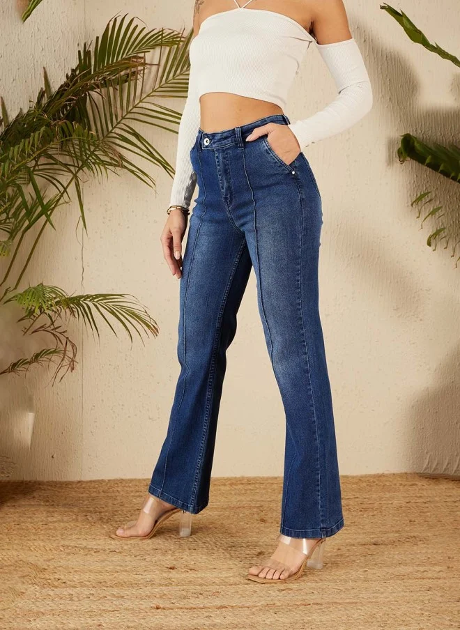STREET 9 Blue Wide Leg High-Rise Jeans for Women